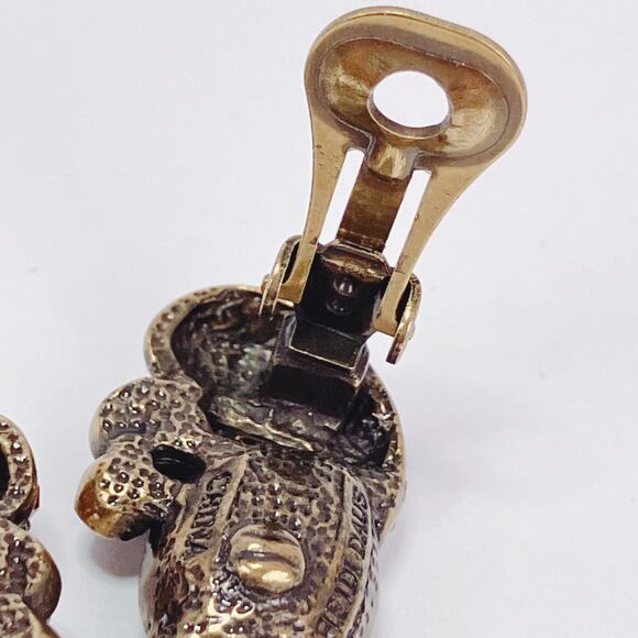 Signed Heidi Daus Swarovski Crystal Clip-On Earrings Topaz Cluster Rhinestones - Picture 9 of 13